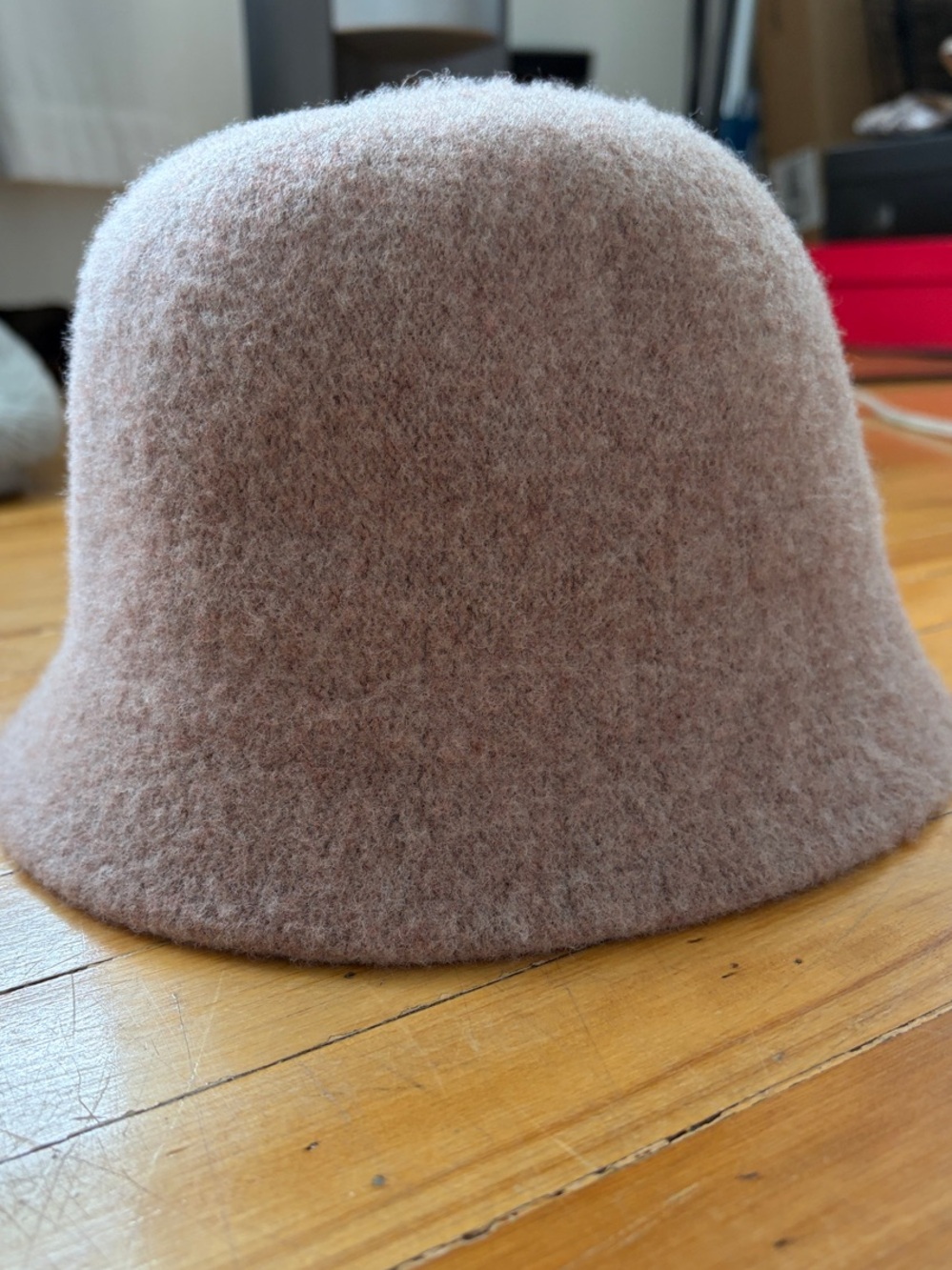 Womens Wool Bucket Hat color is Blush